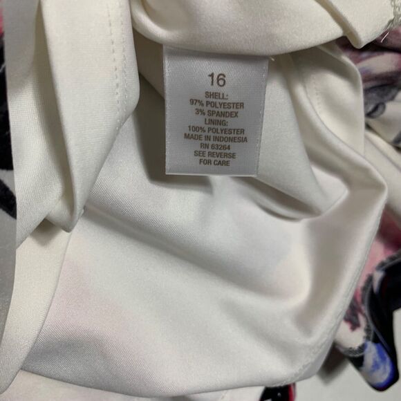 Luxe By Carmen Marc Valvo Dress Womens 16 White Pink Floral Sleeveless - Picture 4 of 8